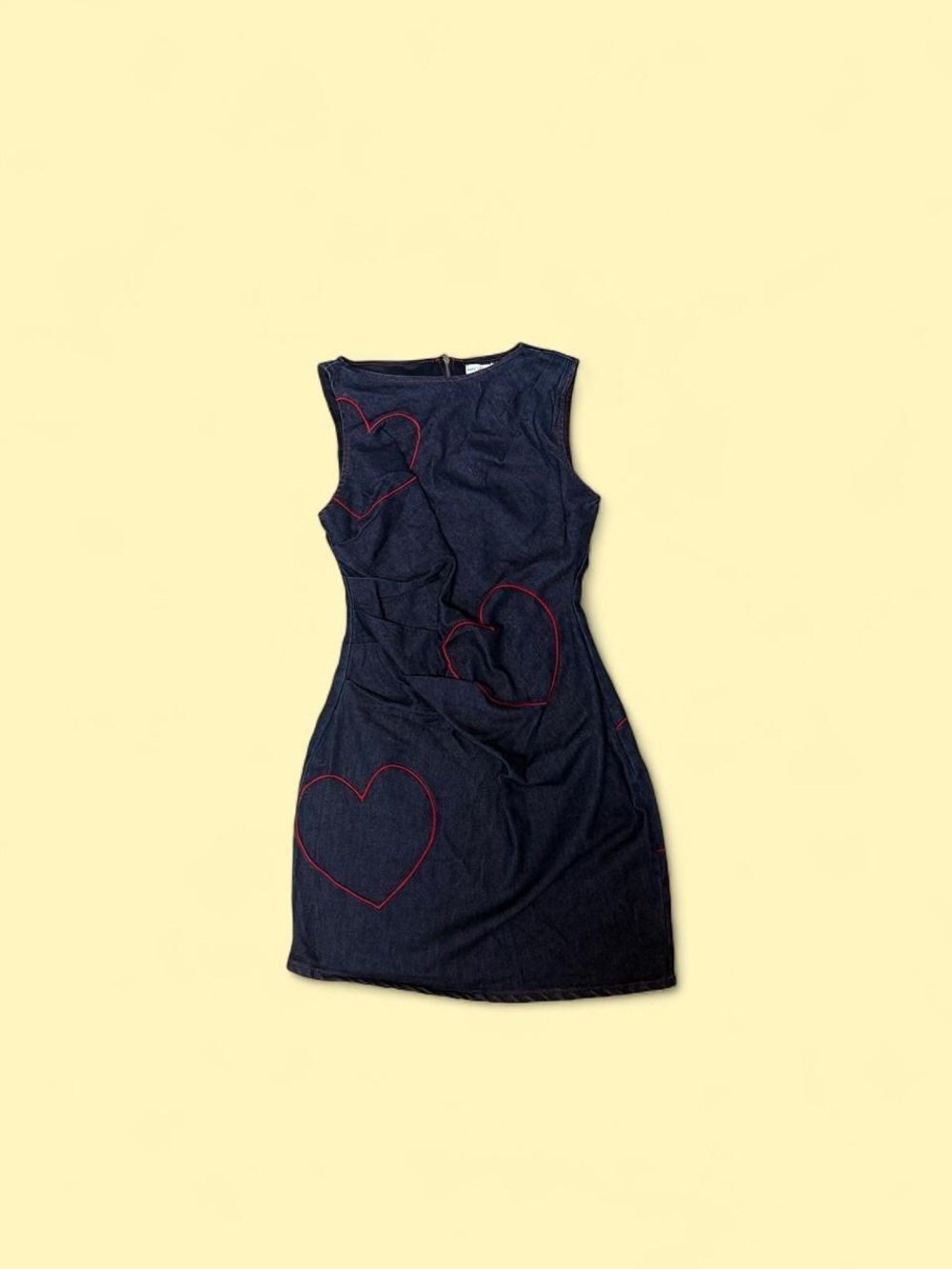 Avec Les Filles Navy Dress with Red Heart Accents